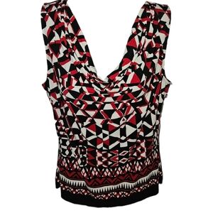 NWT Calvin Klein Cowl Neck Sleeveless Geometric Printed Top